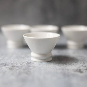 Set of 4 white ceramic Crate and Barrel tea cups sauce dip bowls